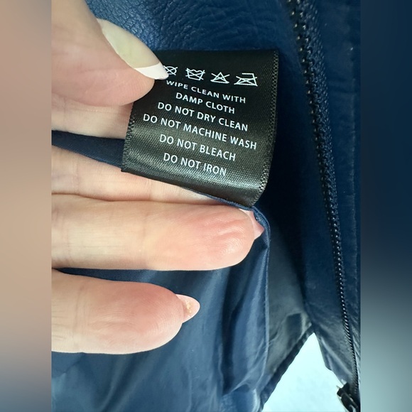 S P Y M Women’s Faux Leather Jacket, Double Zip Up, Moto Biker, Rivets- XL- Navy - Picture 13 of 14